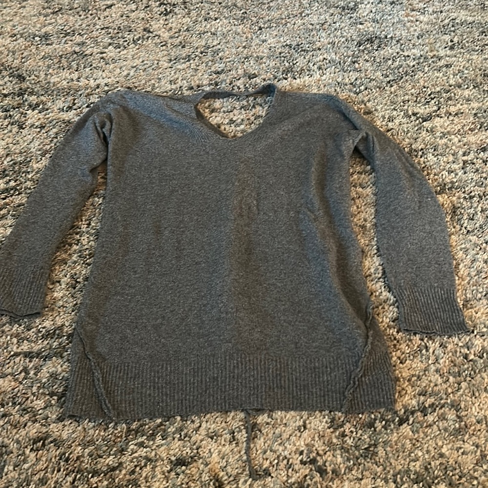 Maurice’s Gray Tie Up Back Long Sleeve Sweater